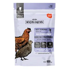 Wiejska Zagroda Sausas maistas sterilizuotoms katėms: vištiena su putpelėmis (suaugusioms) 800 g