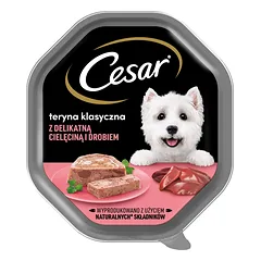 CESAR padėklas 150 g – pilnavertis šlapias maistas suaugusiems šunims, terina su švelnia veršiena ir paukštiena photo