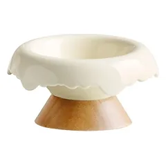 Xingmi Ceramics gyvūnų augintinių dubenėlis, keraminis su mediniu dugnu