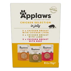 APPLAWS Cat Mix 6x70g Degustacinis multipakas su vištiena maišelyje želėje katėms