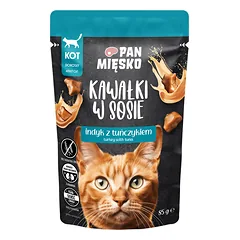 PAN MIĘSKO Gabalėliai padaže: kalakutiena su tuniku 85 g katėms