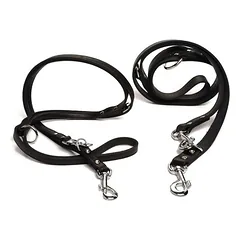 Beeztees pavadėlis šunims iš odos, reguliuojamas, juodas, Matmenys: 200 cm / 18 mm — 2 nuotrauka