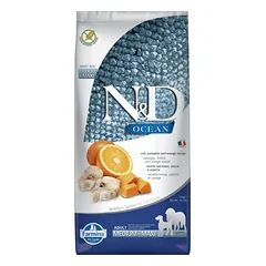 FARMINA N&D OCEAN - DOG Dry Cod Pumpkin&Orange ADULT MED&MAX