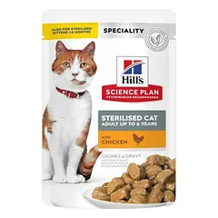 Hills Science Plan Sterilised Adult with Chicken drėgnas maistas sterilizuotoms suaugusioms katėms, 12 x 85 g