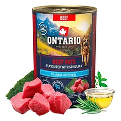 Ontario Adult Beef Pate Flavoured with Spirulina konservai suaugusiems šunims su jautiena ir spirulina, 400 g