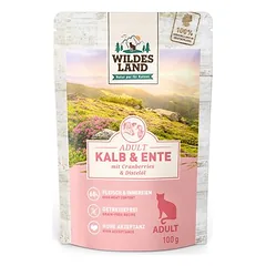 Wildes Land Cat drėgnas maistas katėms, ekonominė pakuotė 24 x 100 g, Kitten Huhn Pur mit Distelöl — 5 nuotrauka
