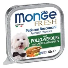 Monge Fresh paštetas šunims su vištienos gabalėliais ir daržovėmis100g