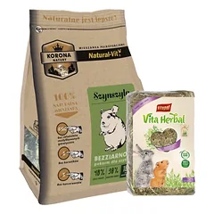 KORONA NATURY Natural-Vit maistas šinšiloms 1,6kg + VITAPOL Šienas graužikams 1,2kg