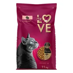 MY LOVE visavertis pašaras katėms su triušiena, 11 kg