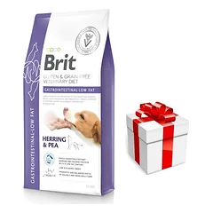 BRIT GF Veterinary Diets dog Gastrointestinal-Low Fat 12kg + STAIGMENA ŠUNIUI