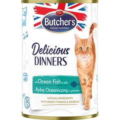 BUTCHER'S Delicious Dinners, ėdalas katėms, gabalėliai su jūros žuvimis drebučiuose, 400g photo