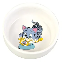 Trixie Dubenėlis su nupieštu katinu, keramika, 0.3 l/ 11 cm, baltas