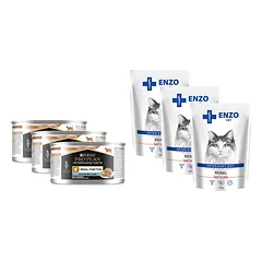 PURINA Veterinary PVD NF Renal Function Cat 3x195g skardinė + ENZO VET Renal su jautiena želė katėms 3x100g