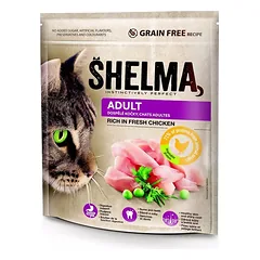 SHELMA katė suaugusiųjų šviežia mėsa vištiena GF 750 g