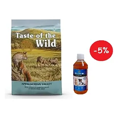 Taste of the Wild Appalachian Valley Small Breed 2kg + LAB V Lašišų aliejus šunims ir katėms 250ml
