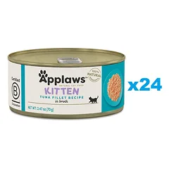 APPLAWS Cat Kitten Tuna in Broth su tunu sultinyje kačiukams 24x70 g