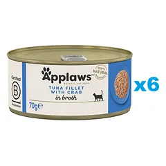 APPLAWS Cat Adult Tuna with Crab in Broth tunas ir krabai sultinyje 6x70 g