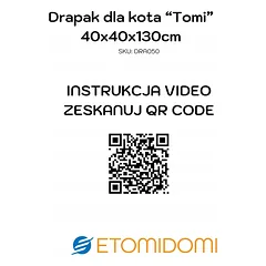 Katės draskyklė Tomi 130 cm, smėlio spalvos, 5 lygių, 4 kamuoliukai, volas — 2 nuotrauka