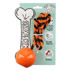 Šunų žaislas - kamuolys su virve, oranžinis, 50 cm — 2 nuotrauka