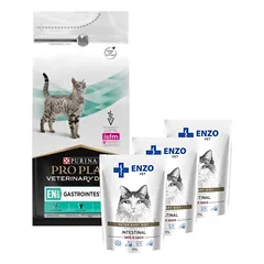 PURINA Veterinary PVD EN Gastrointestinal Cat 1,5kg + ENZO VET Žarnynas su ėriena padaže katėms 3x100g