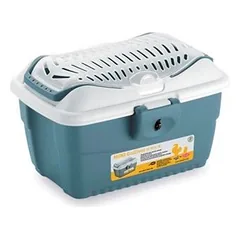 StefanPlast Gulliver Mini transportavimo dėžė mažiems paukščiams ir graužikams, plieno mėlyna/balta, 40x30x24 cm