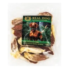 Real Dog triušio ausys su minkšta triušiena, skanėstai šunims 500 g parduotuvėje akvanamai.lt