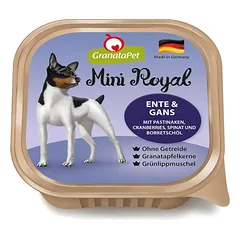 GranataPet Mini Royal Duck & Goose - be grūdų šlapias maistas mažų veislių šunims, su antiena ir žąsiena, 11x150g — 2 nuotrauka