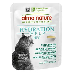 Almo Nature HFC HYDRATION HELP CATS, tunų sultinys su tuno file drėgnas papildomas maistas suaugusioms katėms, 50 g