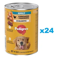 PEDIGREE Adult puszka 24x400g drėgnas šunų ėdalas su vištiena ir morkomis drebučiuose