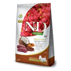 Farmina N&D Dog Grain Free Adult Skin Coat S begrūdis sausas maistas mažiems suaugusiems šunims su elniena ir bolivine balanda, 7 kg