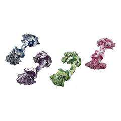 Europet Bernina medvilninis virvės žaislas šunims su 2 mazgais, XXL, 500 mm, 700 g, žalias, rožinis, mėlynas, violetinis