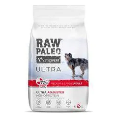 Raw Paleo Vet Expert Ultra Beef Medium&Large Adult begrūdis, sausas maistas šunims, 2 kg