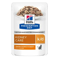 Hill's Prescription Diet Cat K/D Kidney Care su vištiena, veterinarinis maistas katėms 12 x 85 g