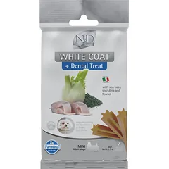 FARMINA N&D White Dental Treat Coat Sea bass Mini 60 g (7 vnt.) dantų skanėstai mažų veislių šunims