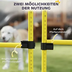 Agility rinkinys šunims, 4 reguliuojamo aukščio barjerai su nešiojimo krepšiu, šuolių treniruotėms, oranžinis ir geltonas — 5 nuotrauka