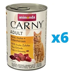 ANIMONDA Carny rinkinys jautiena, vištiena, ančių širdelės  6 x 400 g