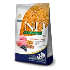 Farmina N&D Ancestral Grain Adult Medium Lamb & Blueberry sausas maistas vidutinių veislių šunims, 20 kg