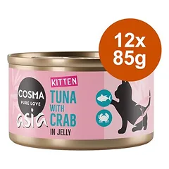 Cosma Asia Kitten drėgnas maistas kačiukams, ekonominė pakuotė 12 x 85 g