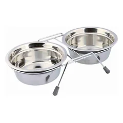 Trixie Eat On Feet Bowl Set nerūdijančio plieno dubenėlių komplektas ant stovo šunims, 2 vnt., 0.9 l/16 cm