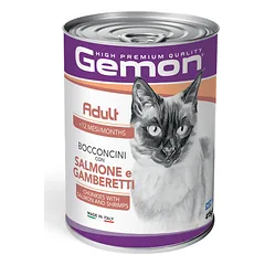 Gemon adult Konservuotas maistas suaugusioms katėms (gabalėliai padaže) (su lašiša ir krevetėmis) 415g
