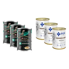 PURINA Veterinary PVD EN Gastrointestinal (šunims) 3x400g + ENZO VET Žarnyno dieta šunims su ėriena 3x400g