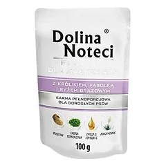 Dolina Noteci PREMIUM mažų veislių gyvūnams su triušiena, pupelėmis ir ryžiais 100g 