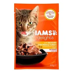 Iams guliašas katėms su vištiena ir kalakutiena N24x85g