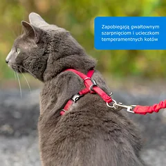 PetSafe Easy Walk kačių petnešos - petnešos ir bungee pavadėlis katėms, Czerwone / L — 2 nuotrauka
