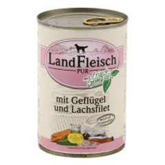 LandFleisch konservuotas maistas šunims su paukštiena ir lašiša, 400 g