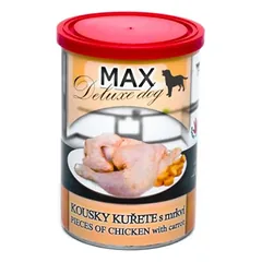 MAX Deluxe Dog vištienos gabalėliai su morkomis skardine 400 g