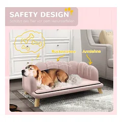 Sofa vidutinio dydžio ir dideliems šunims iki 25 kg, su medinėmis kojelėmis, paminkštinta, rožinė — 5 nuotrauka